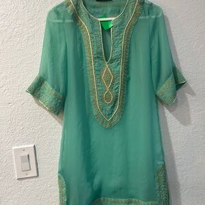 Embroidered Green Tunic Top
